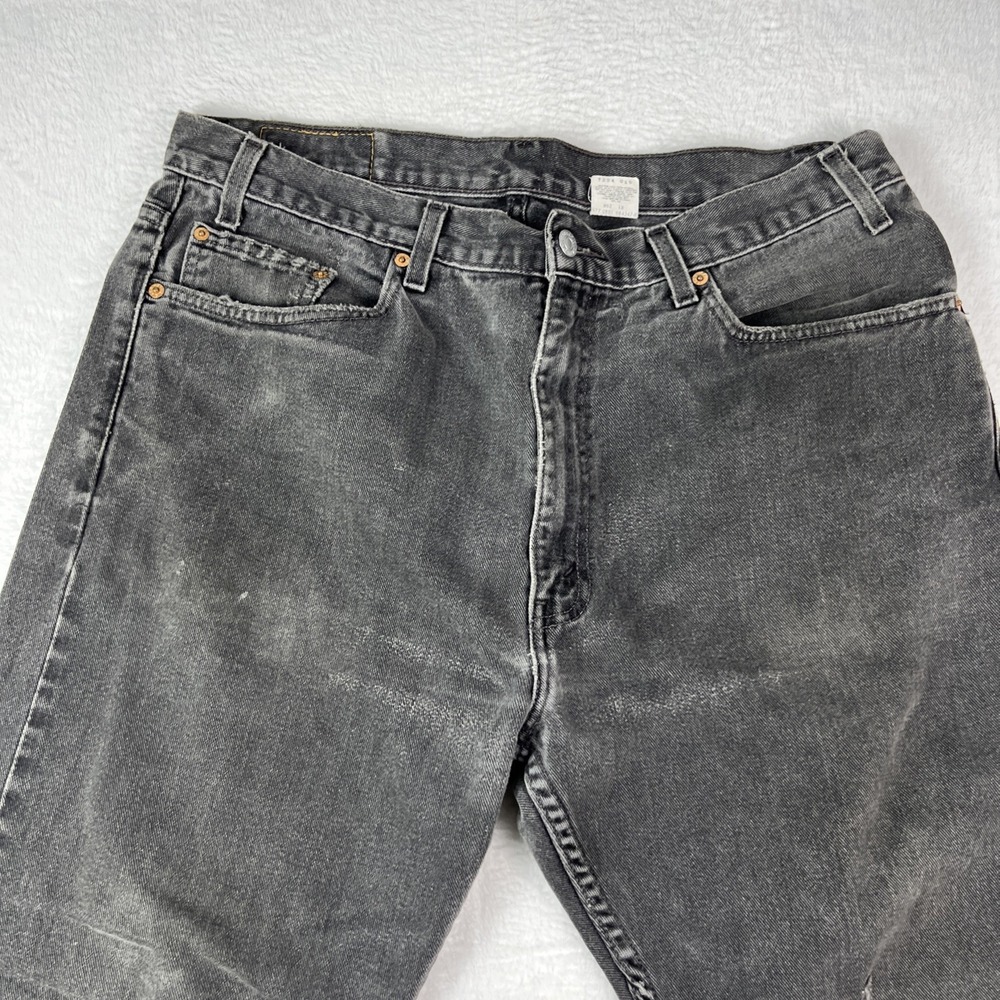 Levi's 505 Regular Fit Jeans Men 38x30 Black Denim Cotton Dark Wash Straight Leg